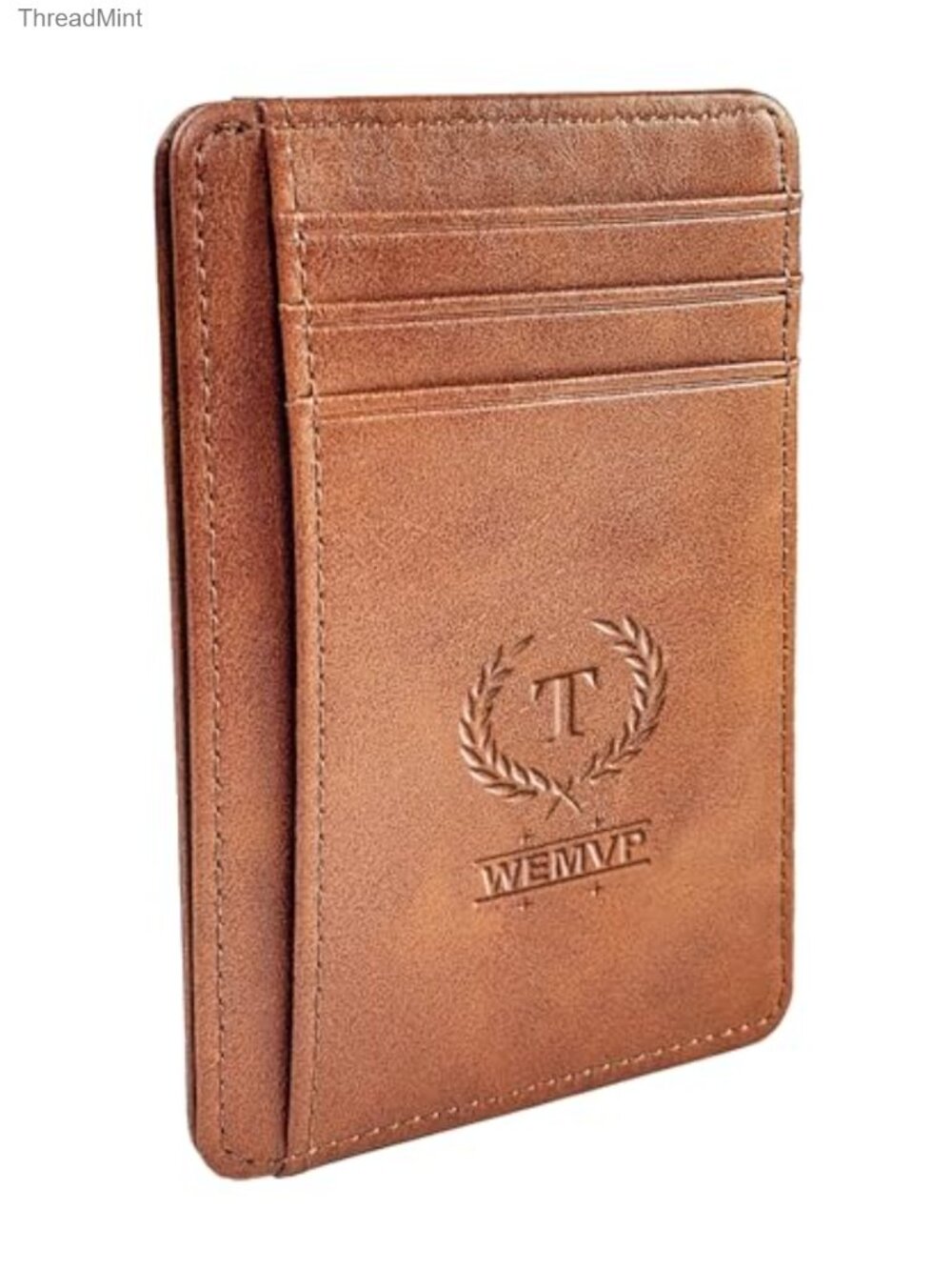 Deep 3D Embossed Floral Faux Leather RFID Card Wallet Slim Monogram Gift